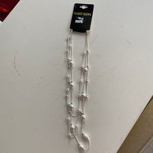 Maren Elena Silver and Pearl Three Strand Necklace